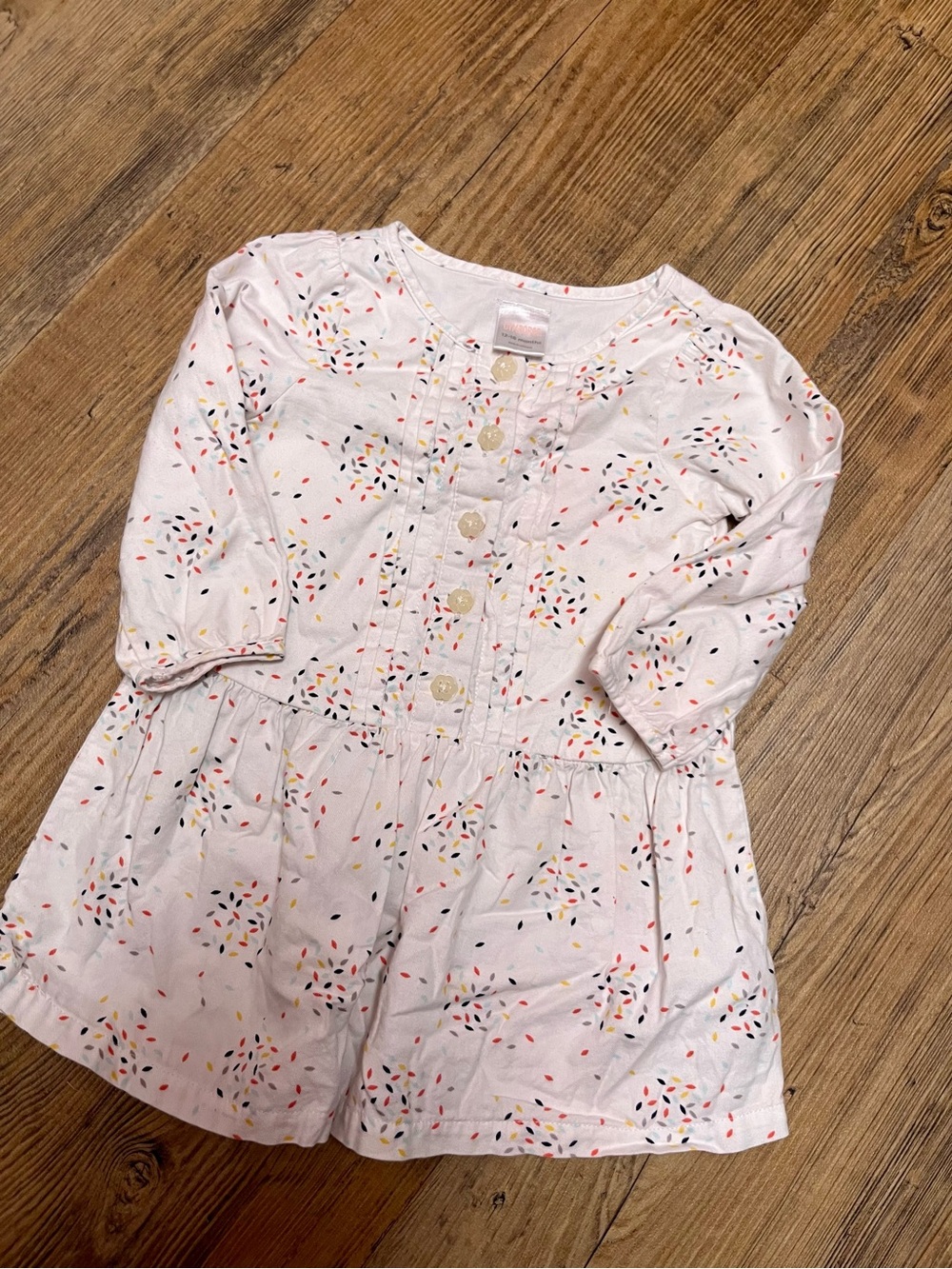 Gymboree White Long-Sleeve  dress  with Multicolor Confetti